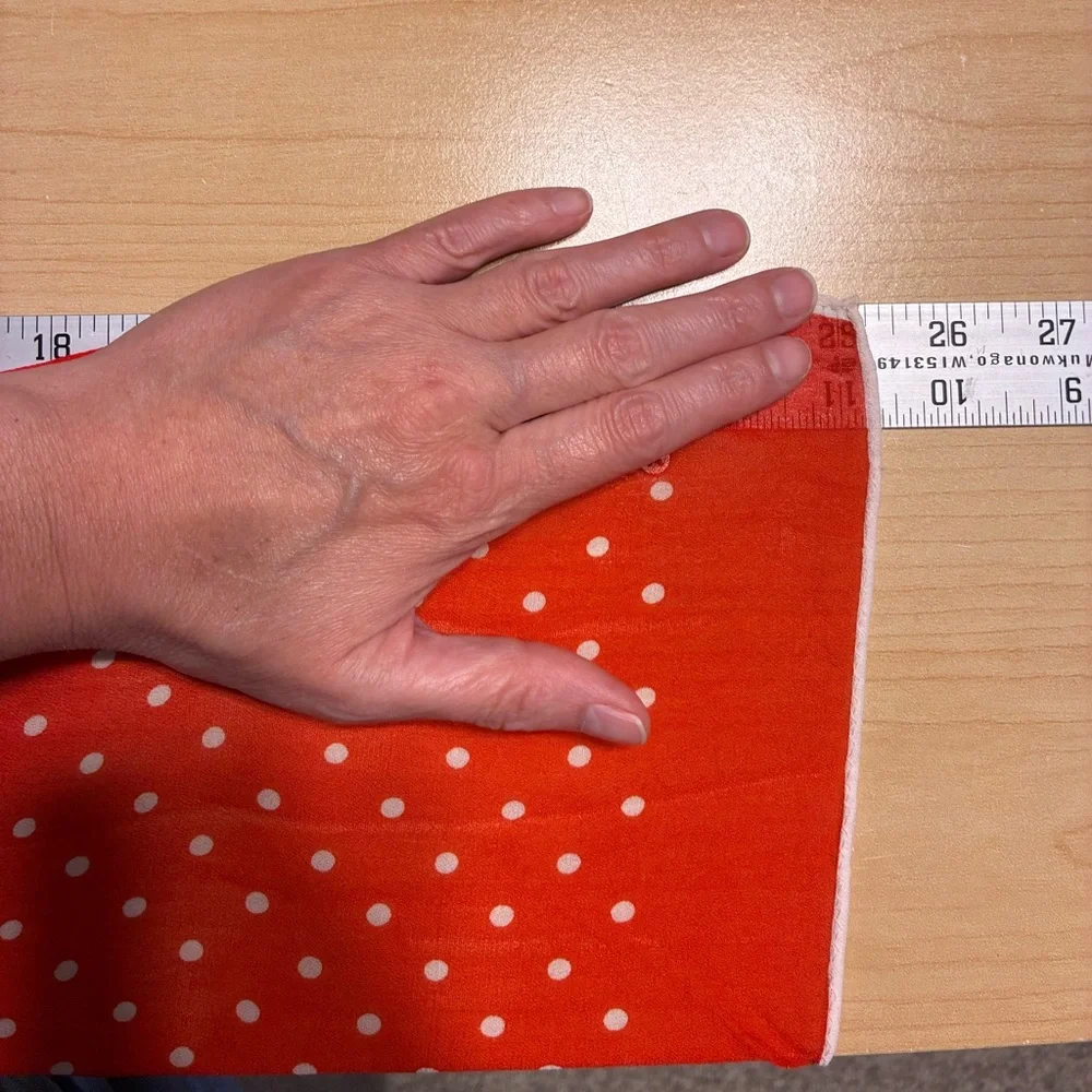 Vintage SILK Polka Dot Scarf 25”x22” Red White